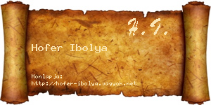 Hofer Ibolya névjegykártya